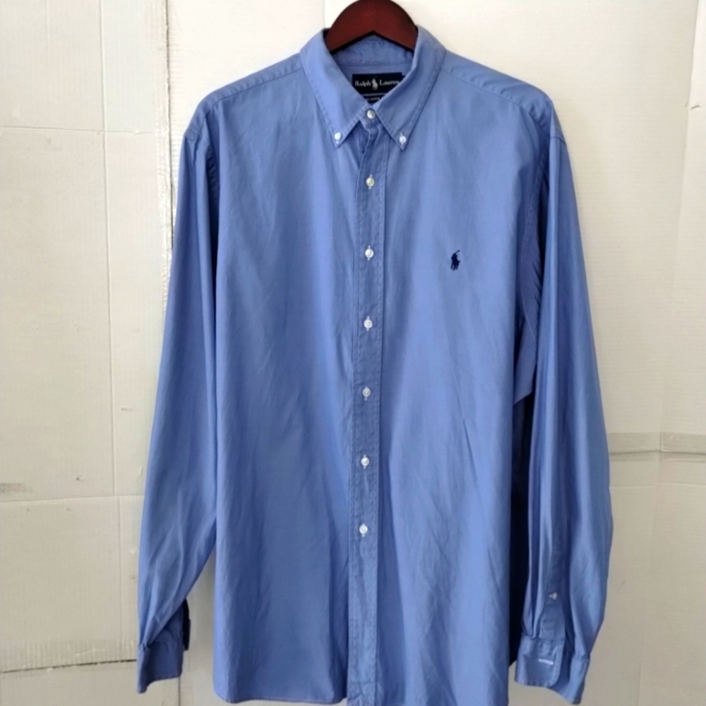 Ralph Lauren  Blue Button-Down Dress Shirt Men's SZ 18( 36/37) Formal Career